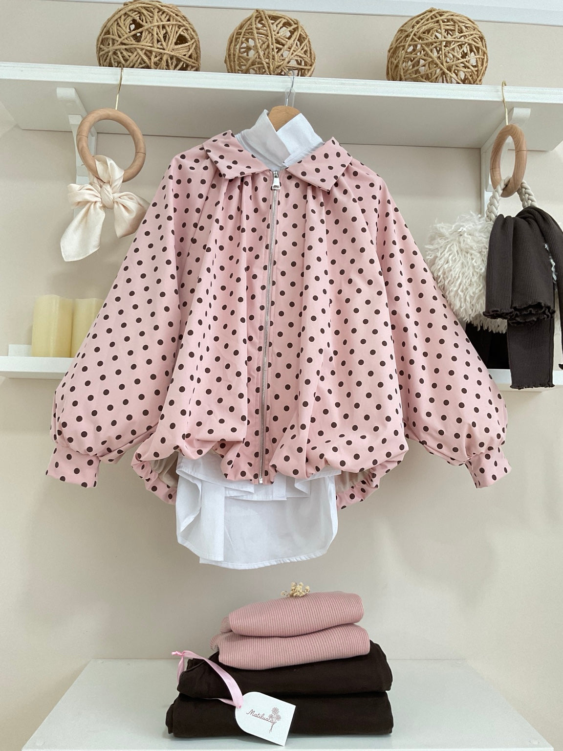 Rosa/Chocolate - Chaqueta Topos frontal