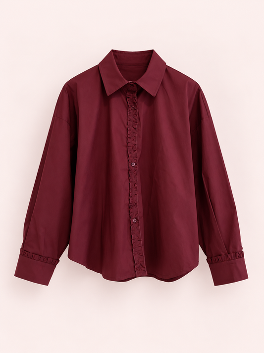 Burdeos | Camisa Spandau - catálogo Matilusca sobre fondo rosa empolvado