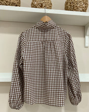 Marrón | Camisa Cuadro Vichy con Lazada - vista trasera