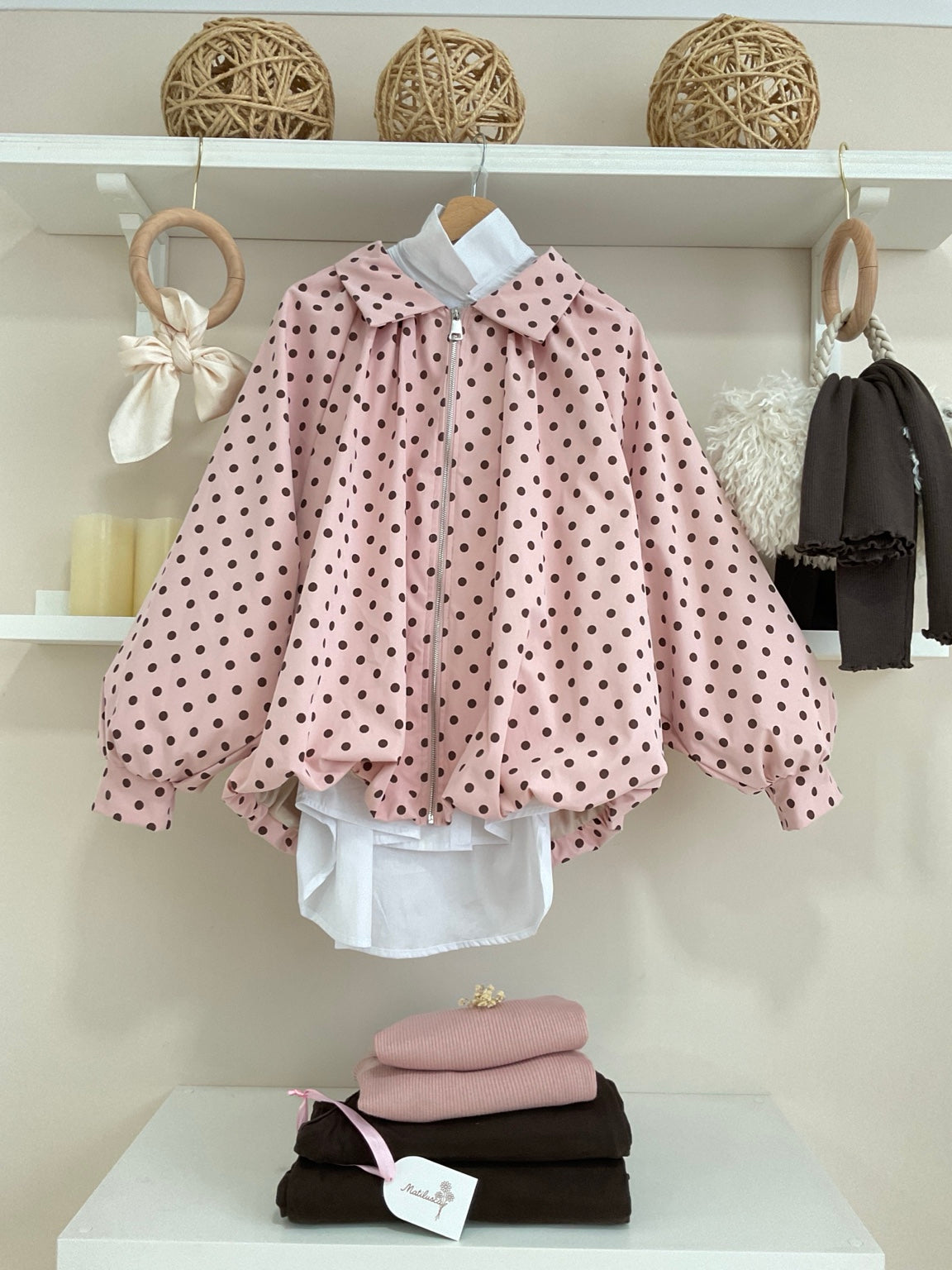 Rosa/Chocolate - Chaqueta Topos vista de la prenda