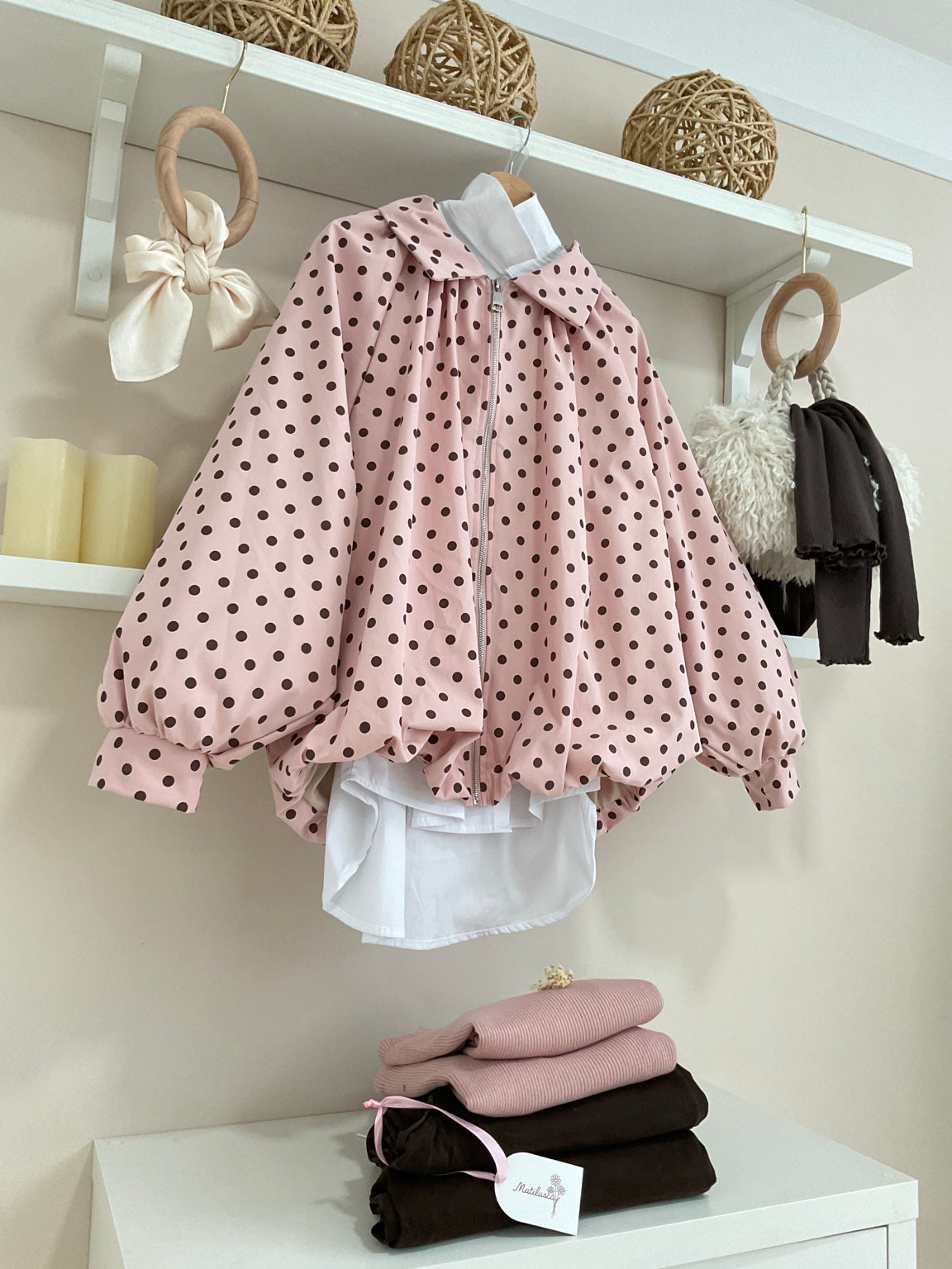 Rosa/Chocolate - Chaqueta Topos vista de la prenda