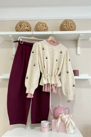 Burdeos | Pantalón Barrel Florencia - look completo