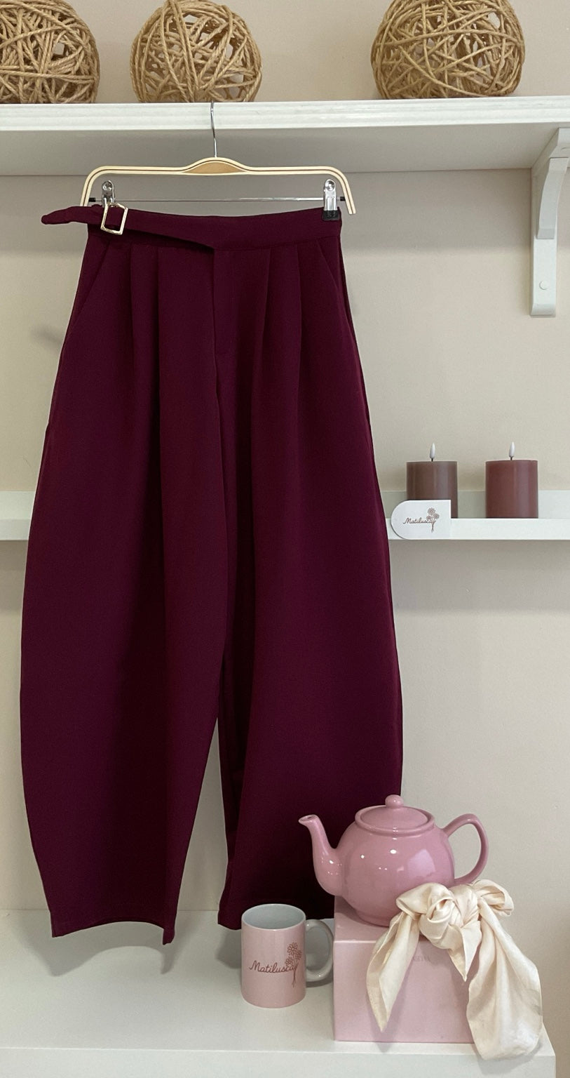 Burdeos | Pantalón Barrel Florencia - vista frontal 3272