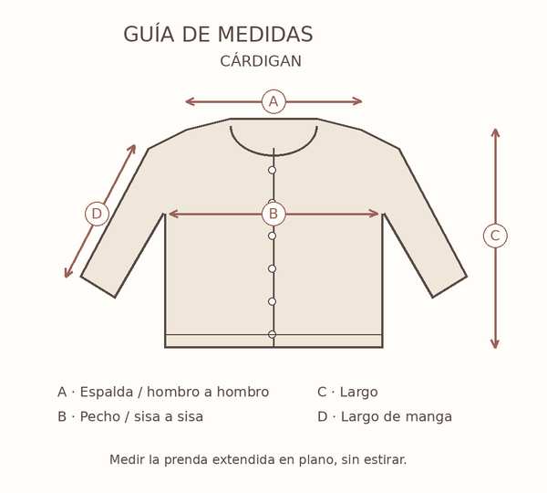 Medidas de Cárdigan Bohemiam