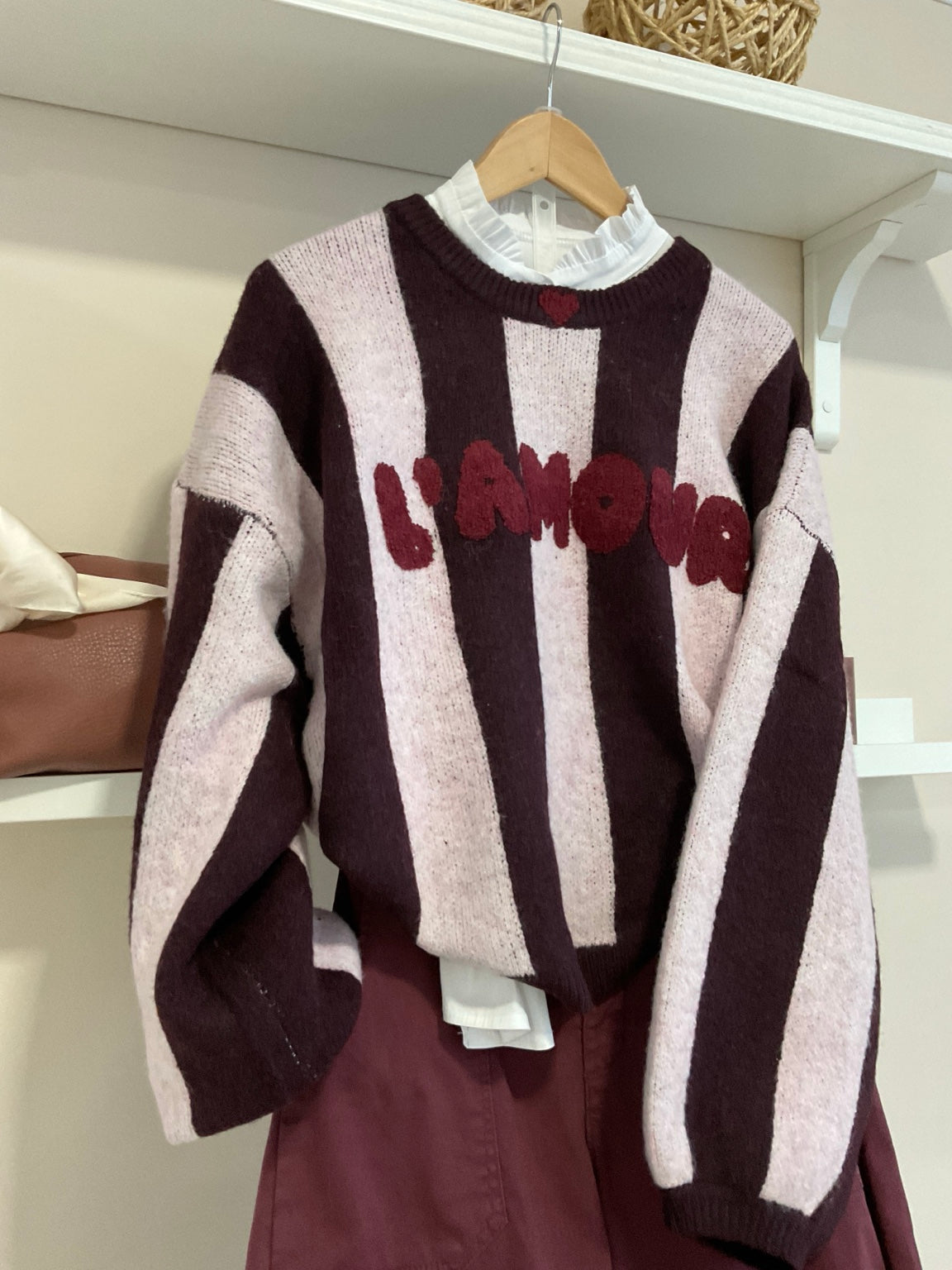 Burdeos/Rosa | Jersey Rayas Amour - detalle frontal