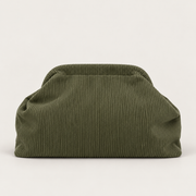 Bolso Clutch de Pana caqui, vista frontal