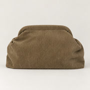 Bolso Clutch de Pana tostado, vista frontal