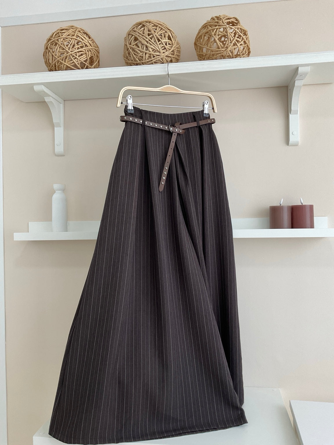 Marrón | Pantalón palazzo de raya diplomática