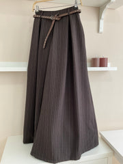 Marrón | Pantalón palazzo de raya diplomática