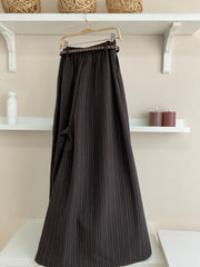 Marrón | Pantalón palazzo de raya diplomática