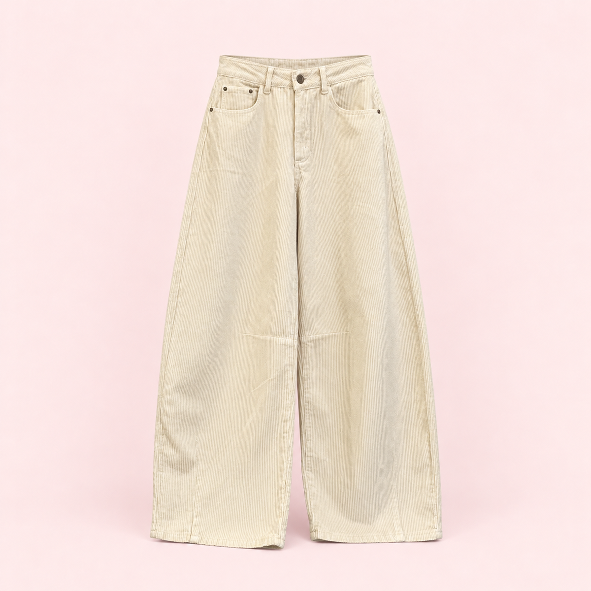 Crema | Pantalón Pana Gruesa Tipo Barrel - catálogo