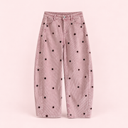 Rosa | Pantalón pana con topos - catálogo completo sobre fondo rosa