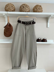 Taupe | Pantalón Balloon con cinturón, vista frontal