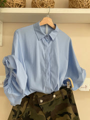 Azul Celeste | Camisa de mangas abullonadas con pantalón Camuflaje Cruzado