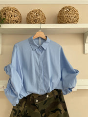 Azul Celeste | Camisa de mangas abullonadas con pantalón Camuflaje Cruzado