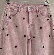 Pantalón pana gruesa con topos rosa-detalle