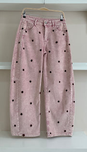 Pantalón pana gruesa con topos Rosa, vista frontal