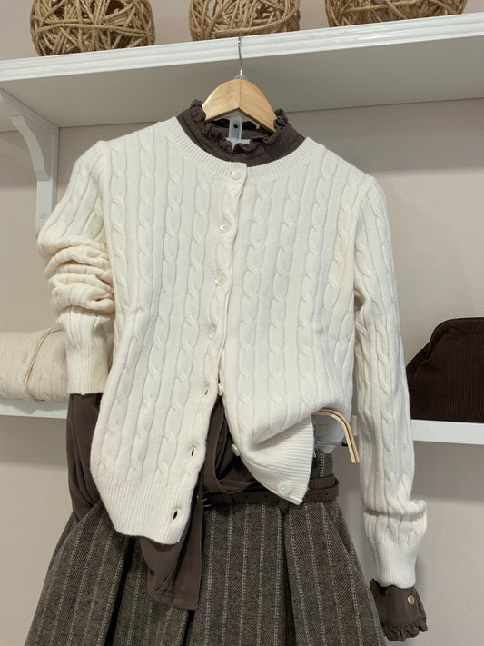 Crema — Chaqueta Punto Rebeca, detalle delantero