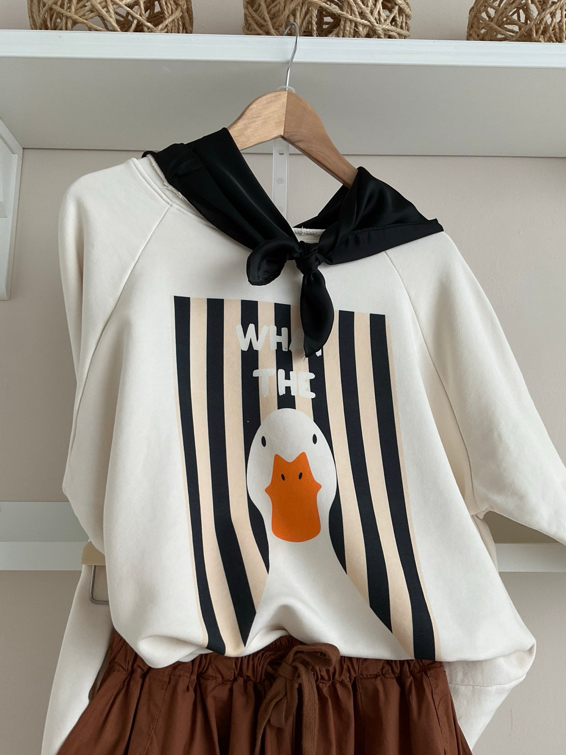 Sudadera oversize Marino/Crema, vista frontal