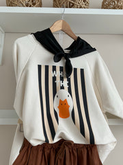 Sudadera oversize Marino/Crema, vista frontal