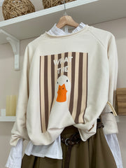 Sudadera oversize Marrón/Crema, vista frontal