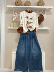 Crema — Sudadera con tres perritos — look completo