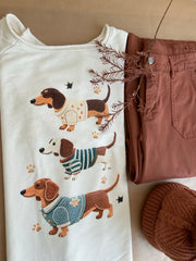 Crema — Sudadera de tres perritos — composición del look