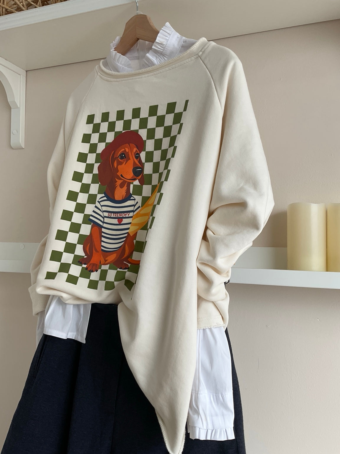 Sudadera Verde/Crema, vista tres cuartos