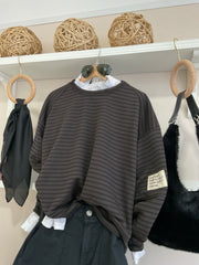 Sudadera oversize de rayas chocolate y negro, vista frontal